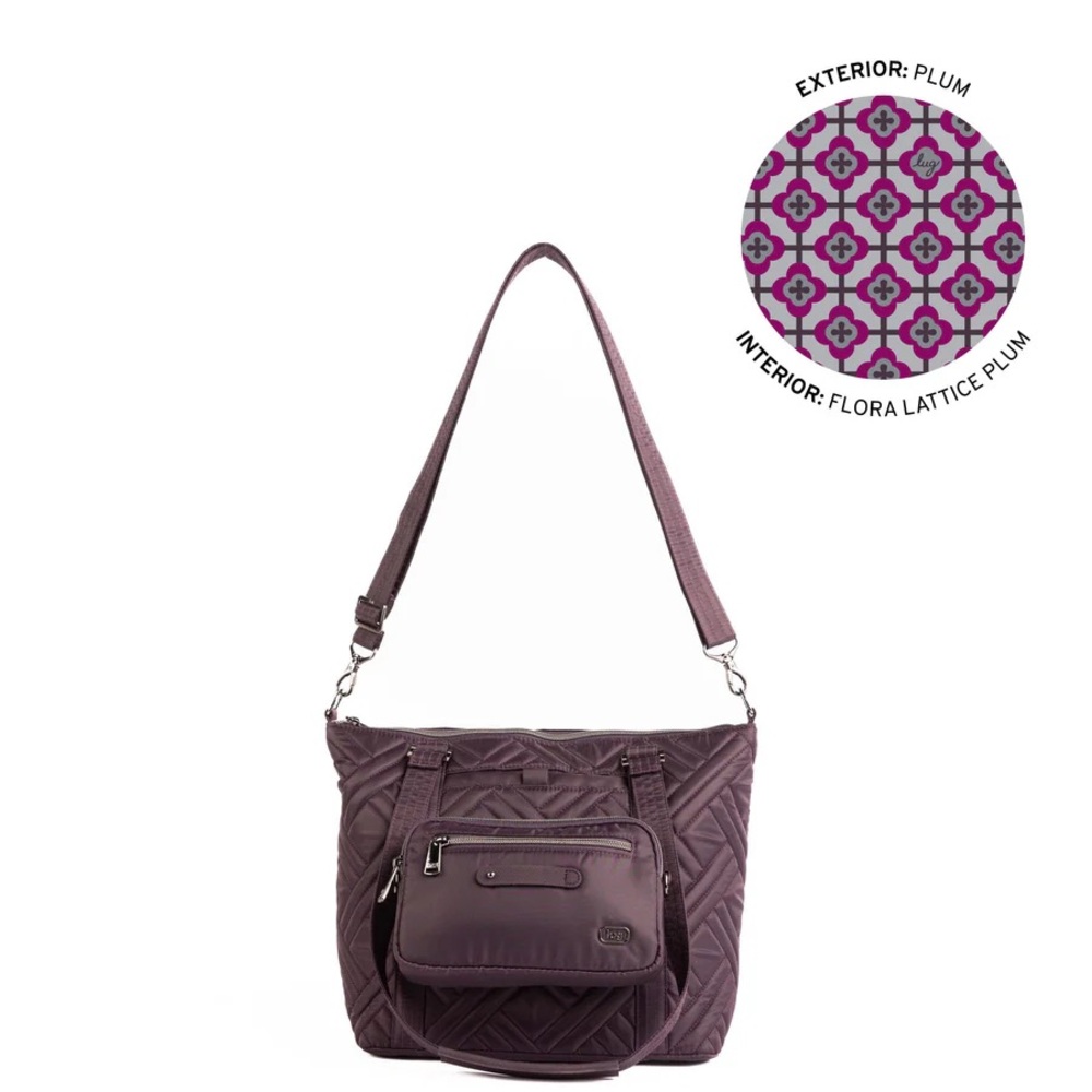 Lug 2 piece CATAMARAN Quilted Shoulder Bag with Removable Pouch HTF Plum - Picture 2 of 13